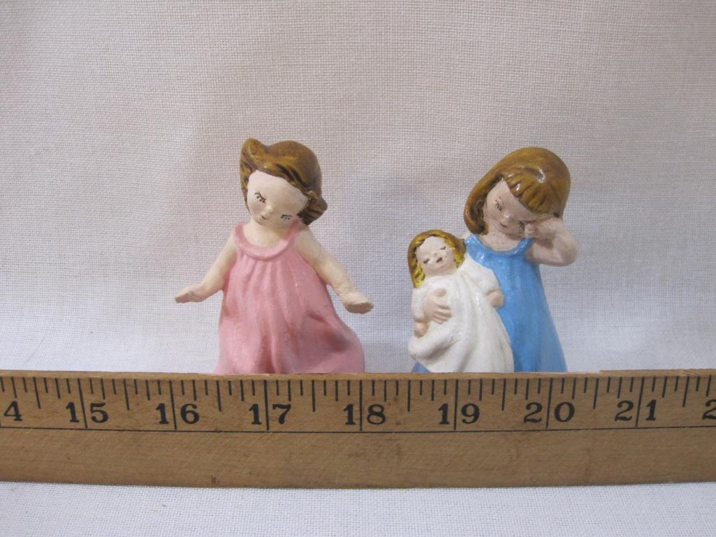 Pair of Girl Painted Plaster Figures, see pictures for condition AS IS, 5 oz