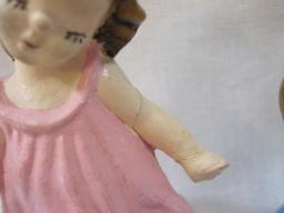 Pair of Girl Painted Plaster Figures, see pictures for condition AS IS, 5 oz
