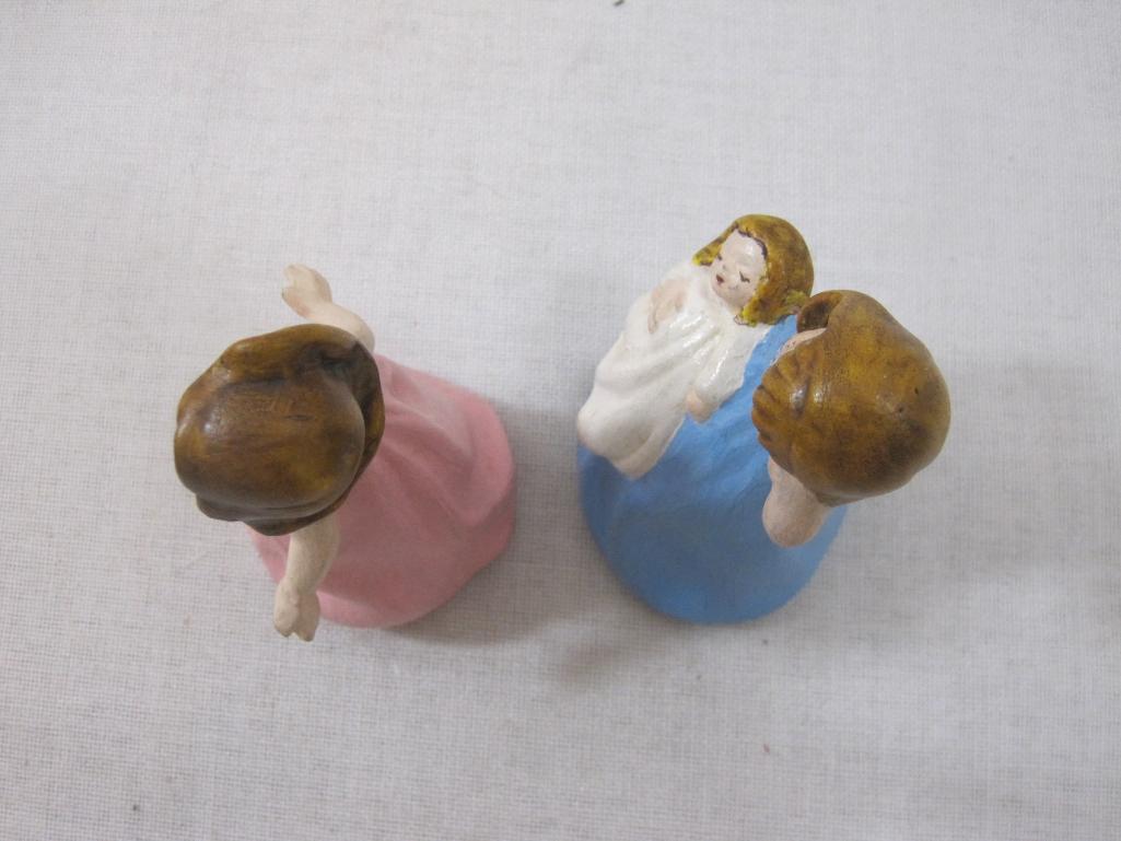 Pair of Girl Painted Plaster Figures, see pictures for condition AS IS, 5 oz