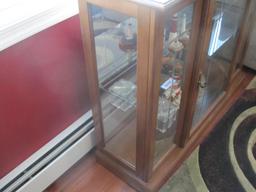 Lighted Wood and Glass Cabinet, 40" x 12" x 33", contents not included