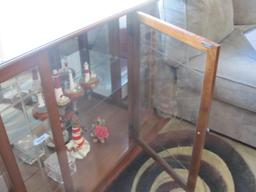Lighted Wood and Glass Cabinet, 40" x 12" x 33", contents not included