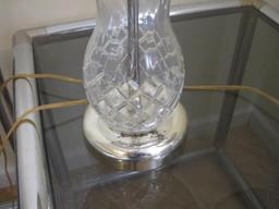 Pair of Glass Base Lamps, 15" tall with shade