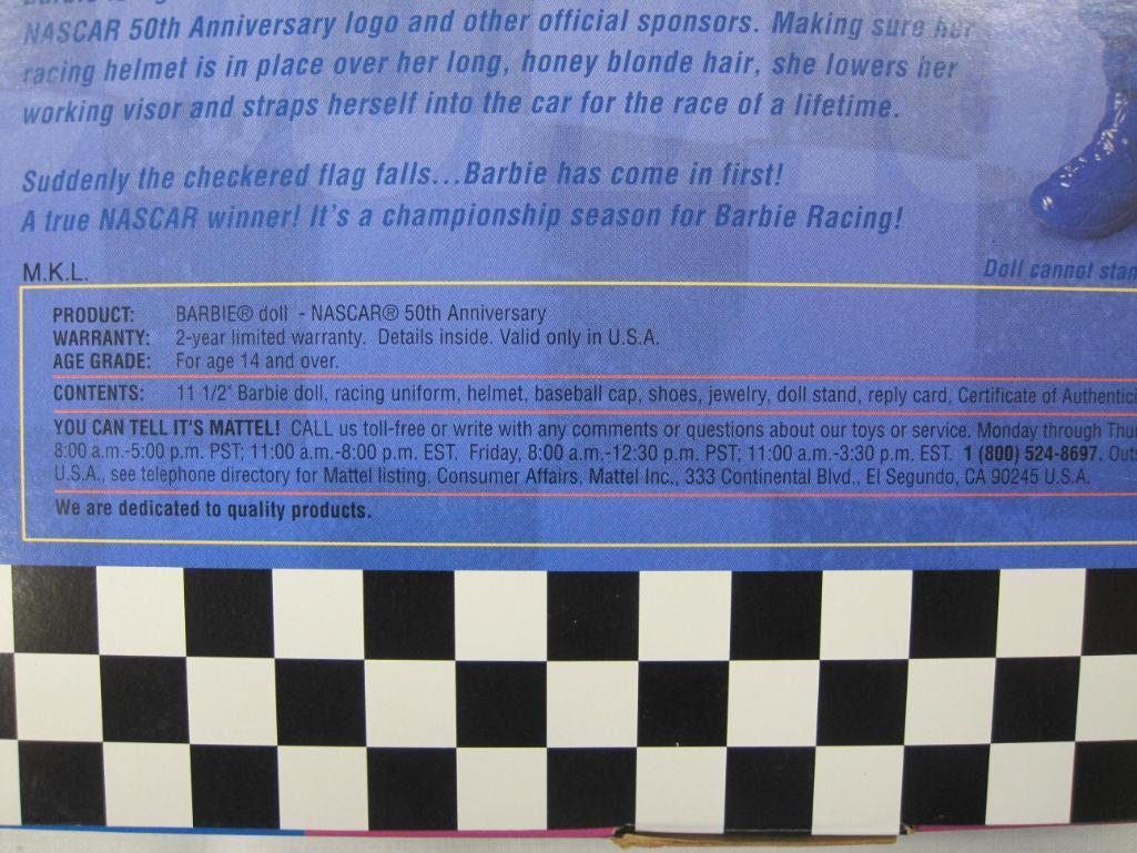 Nascar 50th Anniversary Collector Edition Barbie Doll, NRFB, 1 lb