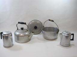 Lot of Tin Percolators, Kettle and more