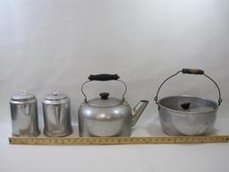 Lot of Tin Percolators, Kettle and more