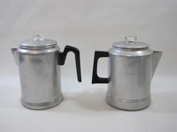 Lot of Tin Percolators, Kettle and more