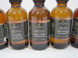 Natures Oil Therapeutic Grade Esential Oils including Ginger Grass, Basil, Tangerine and others