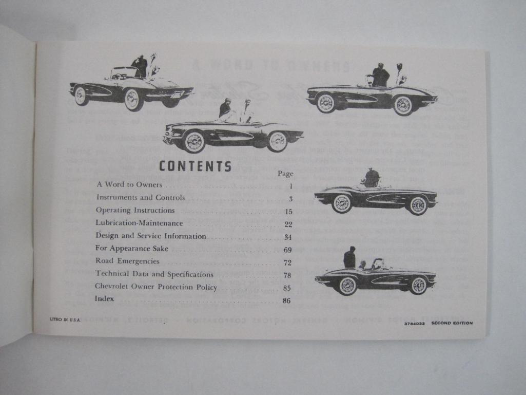 1961 Corvette Owners Guide, excellent condition, 4 oz