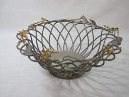 Three Wire Baskets Includes Pyramid with Stars, Aluminum Heart and Silverplated Round with Leaf Trim