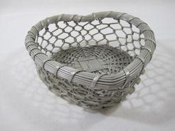 Three Wire Baskets Includes Pyramid with Stars, Aluminum Heart and Silverplated Round with Leaf Trim