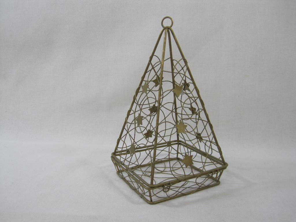 Three Wire Baskets Includes Pyramid with Stars, Aluminum Heart and Silverplated Round with Leaf Trim