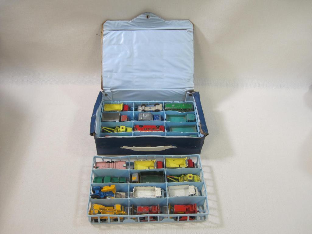 Official Matchbox Case, Holds 24 Models, 1969 Fred Bronner Corp., with 26 Die Cast Cars including