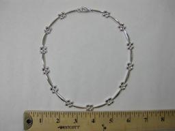 Sterling Silver Flower Necklace and Bracelet Set, Milor Italy, 36.3 g total weight