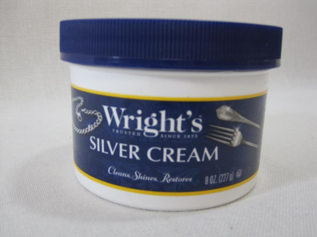 Mid Century Modern Silver Plate Flatware with Wright's Silver Cream, Contents as Pictured