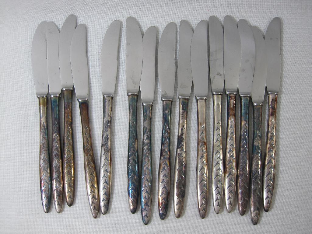 Mid Century Modern Silver Plate Flatware with Wright's Silver Cream, Contents as Pictured