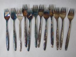 Mid Century Modern Silver Plate Flatware with Wright's Silver Cream, Contents as Pictured