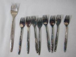 Mid Century Modern Silver Plate Flatware with Wright's Silver Cream, Contents as Pictured