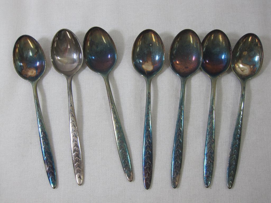 Mid Century Modern Silver Plate Flatware with Wright's Silver Cream, Contents as Pictured