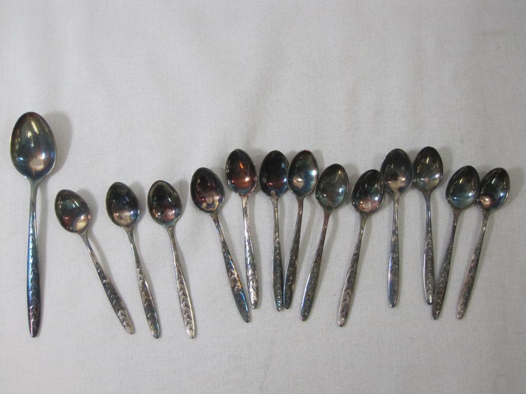 Mid Century Modern Silver Plate Flatware with Wright's Silver Cream, Contents as Pictured