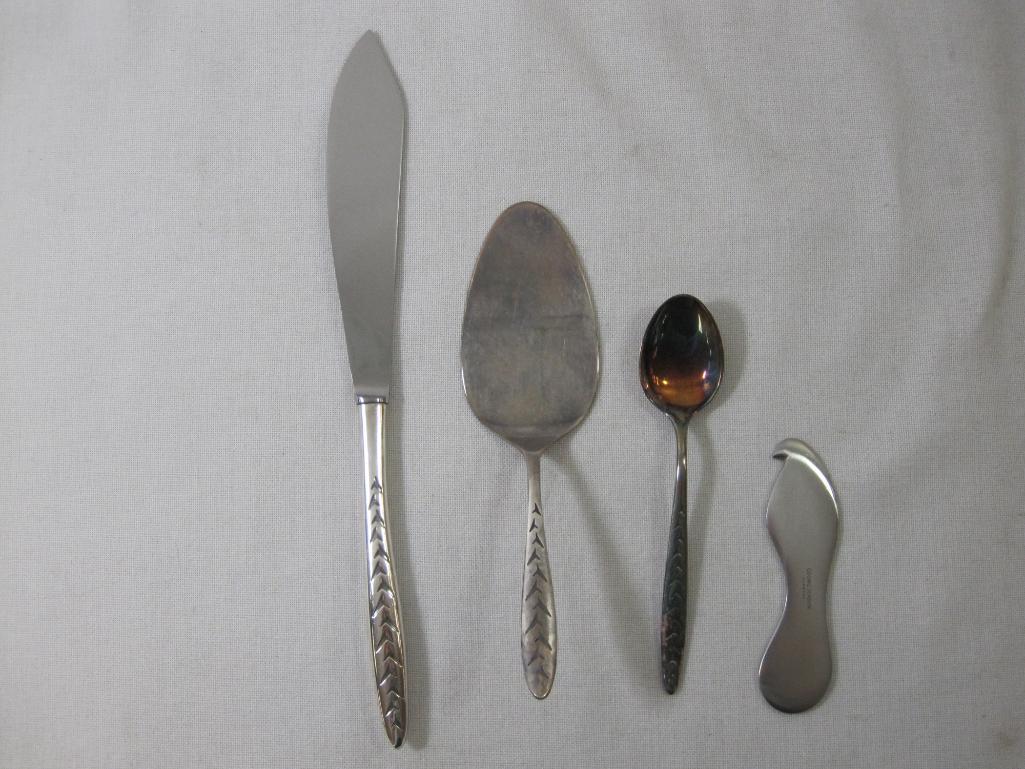 Mid Century Modern Silver Plate Flatware with Wright's Silver Cream, Contents as Pictured