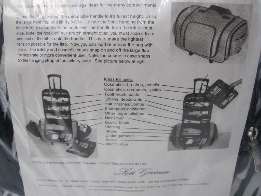 The Complete Traveler Deluxe Weekender by Lori Greiner, Zebra, Wheeled, Retractable Handle, 2