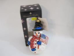 Christopher Radko Patriotic Snowman Ornament with box, 4 oz