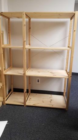 Wooden Ikea Shelf System, approx 53 inches by 70 inches tall