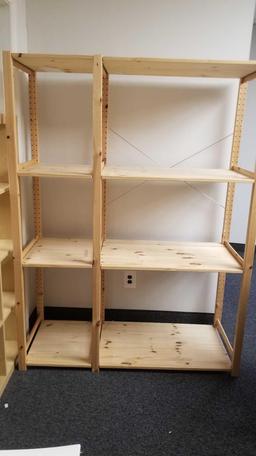Wooden Ikea Shelf System, approx 53 inches by 70 inches tall