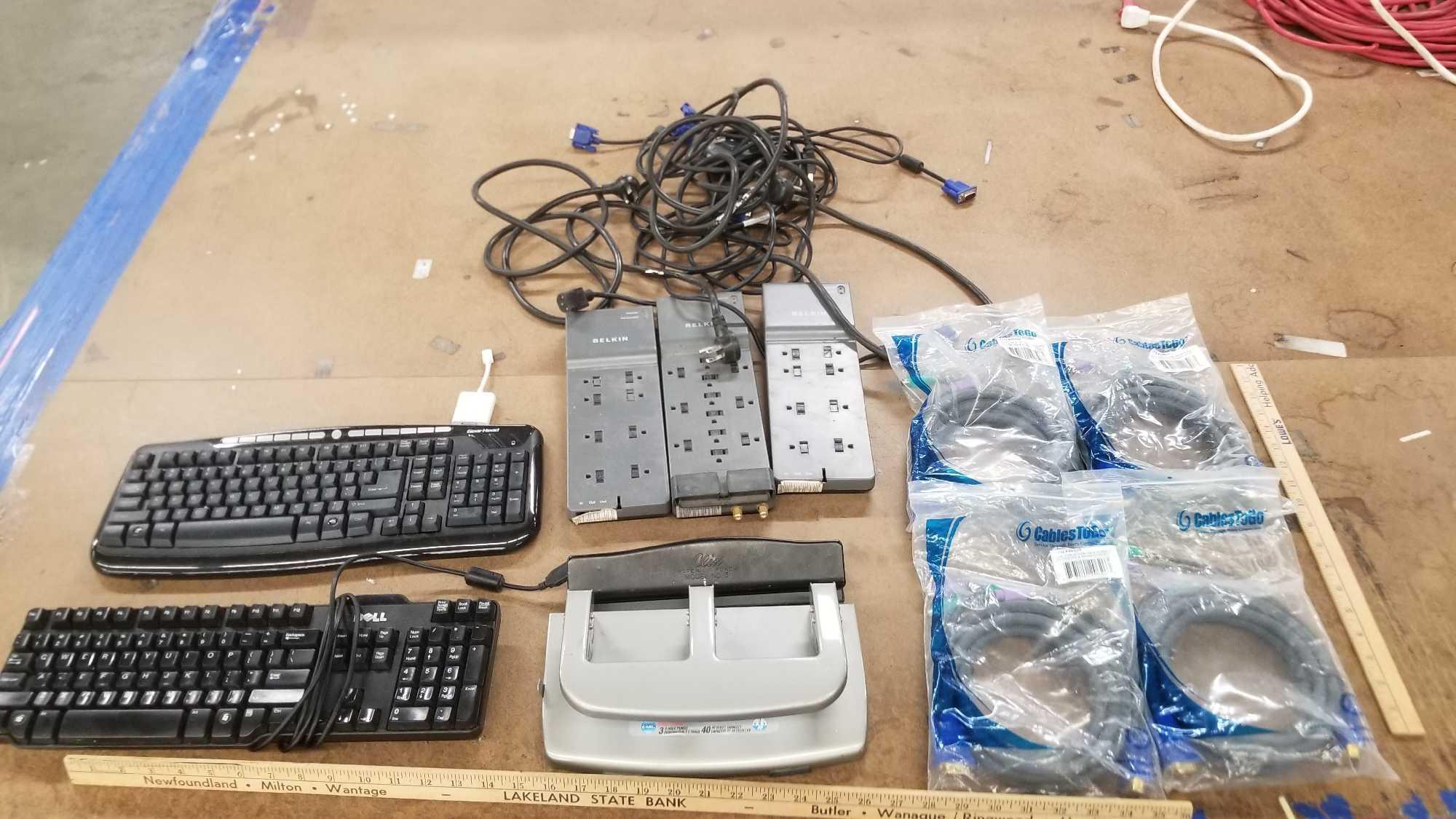 Two Keyboards, Two Splitters, Assorted Cords, etc