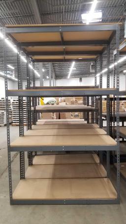 Tri-Boro Metal Framed Rack with Adjustable Height Particle Board Shelves, 8 ft tall, 5 ft wide and