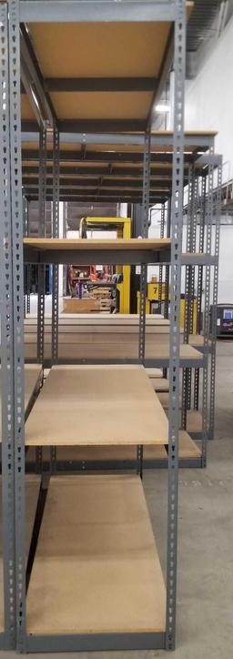 Tri-Boro Metal Framed Rack with Adjustable Height Particle Board Shelves, 8 ft tall, 5 ft wide and