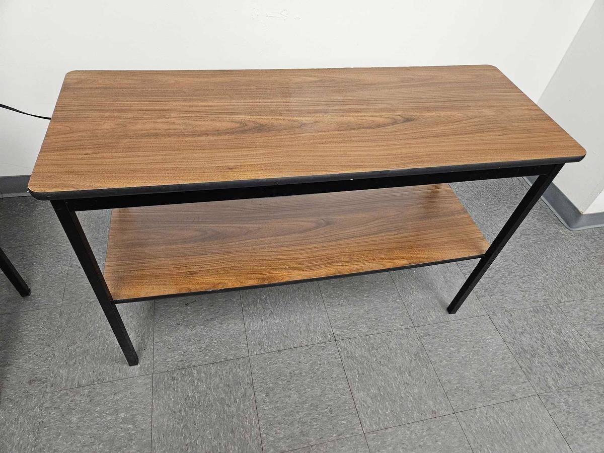 Wood Look Shelf with Metal Legs, 4 ft by 18 inches by 30 inches tall, bottom shelf not attached