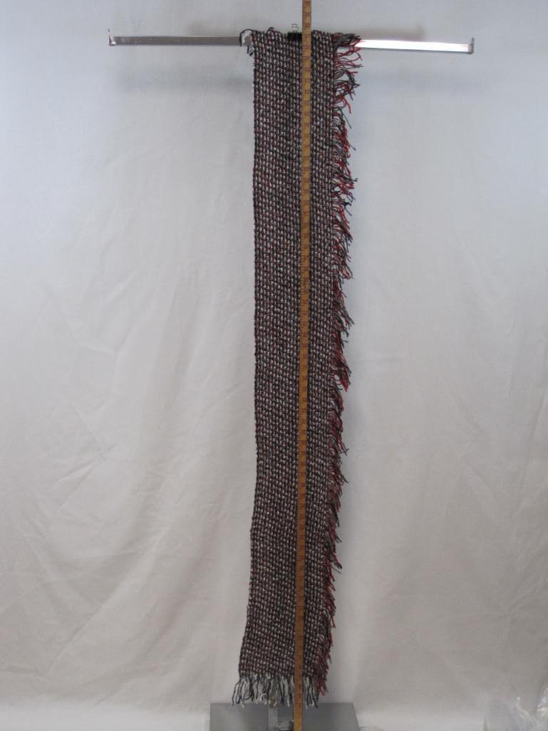 Boyne Valley Weavers Black Tweed Button Front Jacket with Scarf, Large, Wool Blend, 1 lb 10 oz