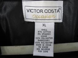 Victor Costa Occasion Button Front Jacket, XL, Black with White Embroidered Accents,1 lb 8 oz