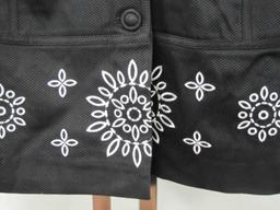 Victor Costa Occasion Button Front Jacket, XL, Black with White Embroidered Accents,1 lb 8 oz