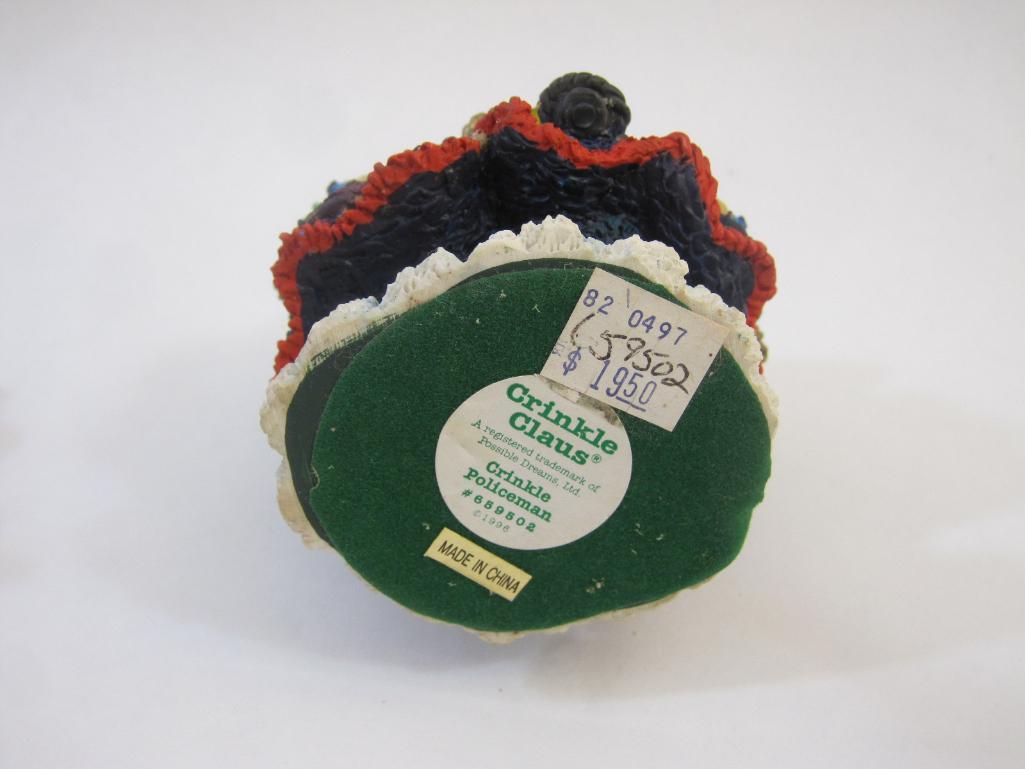 Three Vintage Crinkle Claus by Possible Dreams Christmas Figures including Crinkle Policeman 659502,