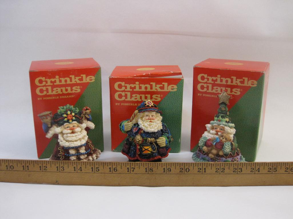 Three Vintage Crinkle Claus by Possible Dreams Christmas Figures including Crinkle Policeman 659502,