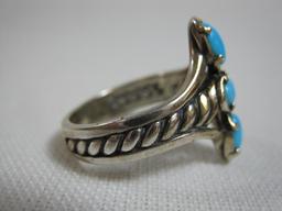 Sterling Silver Ring with Turquoise Stone Accent, Size 9