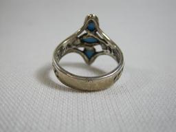 Sterling Silver Ring with Turquoise Stone Accent, Size 9