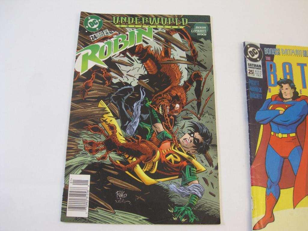 Six Assorted DC Comics including The Batman Adventures No. 25, Robin No. 24, Detective Comics No.