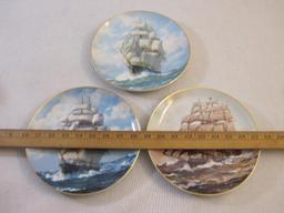 Three WJ George Collectible Ship Plates including "The Davy Crockett at Daybreak", "The Golden Eagle