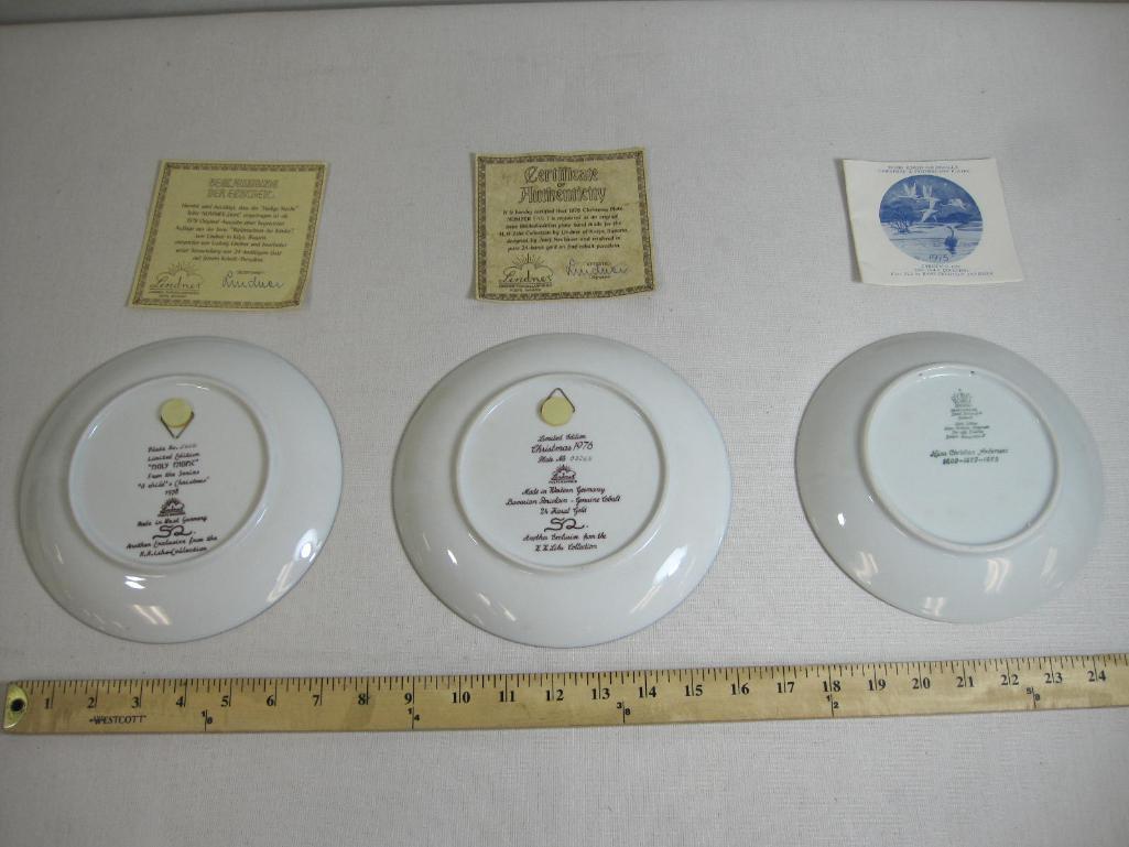 Three Christmas Collector's Plates includes The Ugly Duckling Christmas, Joy of Christmas and Holy