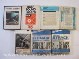 Seven Vintage 8 Track Tapes including 2001: A Space Odyssey, Tape Head Cleaner and more, 2 lbs A