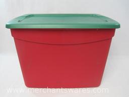 Sterilite 18 Gallon Red Storage Container with Green Lid