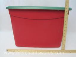 Sterilite 18 Gallon Red Storage Container with Green Lid