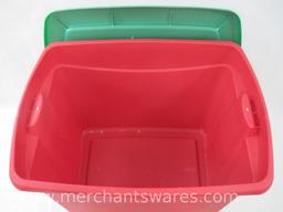 Sterilite 18 Gallon Red Storage Container with Green Lid
