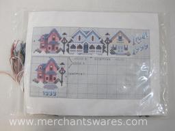 Crafting Supplies in 3 Bin Clear Organizer includes 2 Cross Stitch Kits, Beads, Chains and Links,