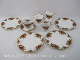 Royal Albert Bone China Old Country Roses Creamer Set, Saucer and 4 Plates, 8 inch, with 2 English
