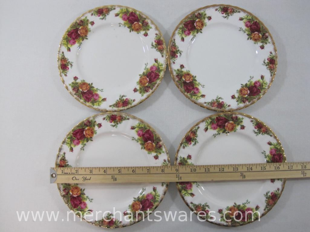 Royal Albert Bone China Old Country Roses Creamer Set, Saucer and 4 Plates, 8 inch, with 2 English