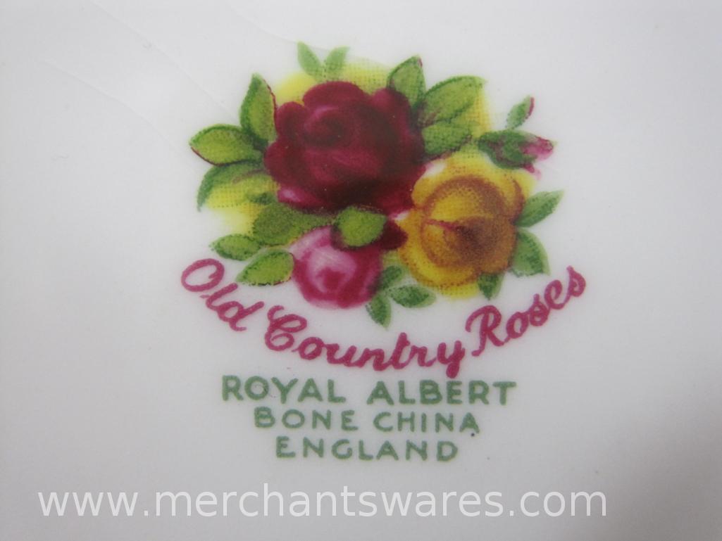 Royal Albert Bone China Old Country Roses Creamer Set, Saucer and 4 Plates, 8 inch, with 2 English